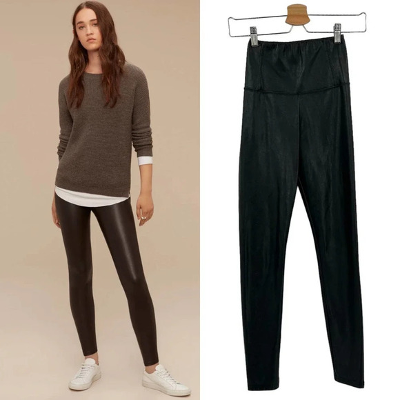 Aritzia Wilfred Free Daria High-Waisted Vegan Leather Leggings Pants Size XS - Picture 1 of 8